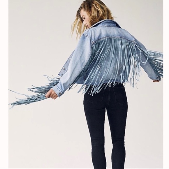 FREE PEOPLE EX BOYFRIEND TRUCKER fringe JACKET